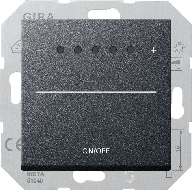 Светорегулятор клавишный Gira System 55 для люминесцентных ламп с управляемым эпра, с нейтралью, антрацит