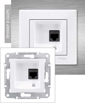 

Розетка компьютерная одиночная Schneider Electric Sedna UTP RJ45 Cat.5, белый, Sedna