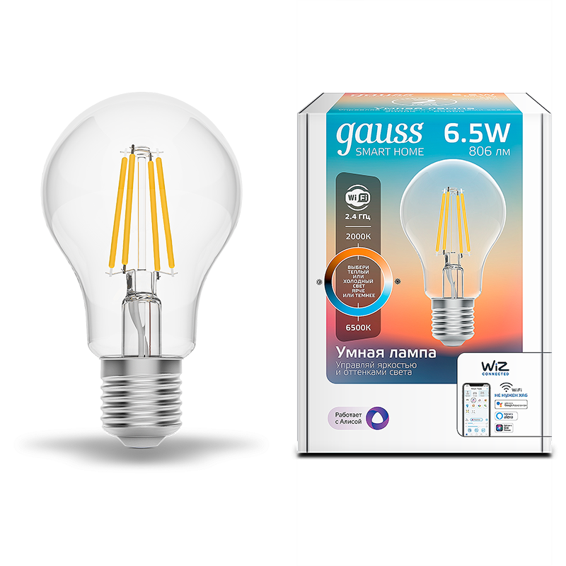 Gauss лампы smart home. Умная лампочка Gauss. Лампы Гаусс светодиодные. Smart Home Filament a60.