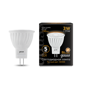 

Лампа Gauss Black MR11 3W 290lm 2700K GU4 LED