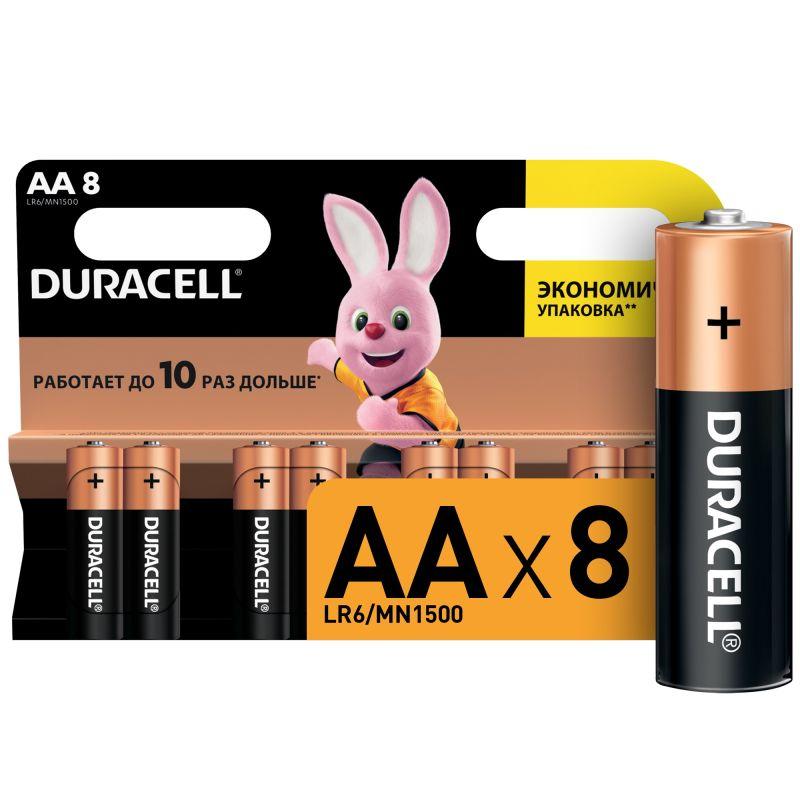 

Duracell Батарейка алкалиновая AA LR6/MN1500 Basic 1.5v (блистер 8 шт.)