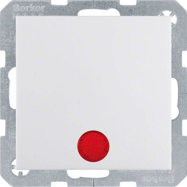 Кнопка звонка одноклавишная (1н.о.) Berker S.1;B.3;B.7 с красной подсветкой, на винтах, белый глянцевый