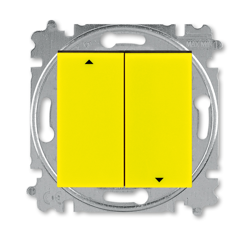

ABB Levit жёлтый / дымчатый чёрный Выключатель жалюзи 2-х клавишный без фиксации, Желтый, Levit