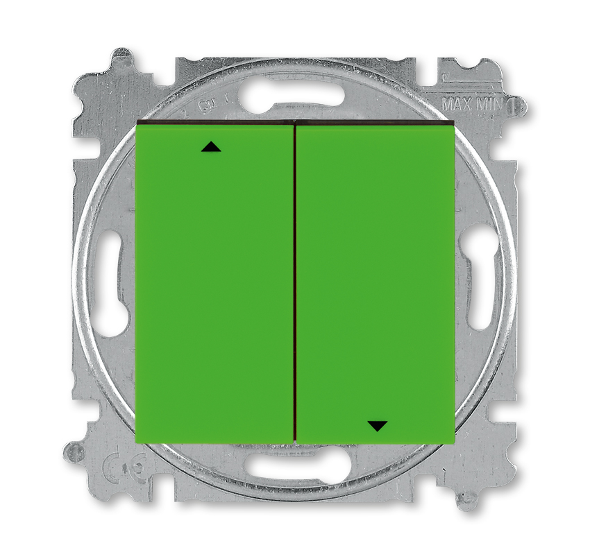 

ABB Levit зелёный / дымчатый чёрный Выключатель жалюзи 2-х клавишный без фиксации, Зеленый, Levit