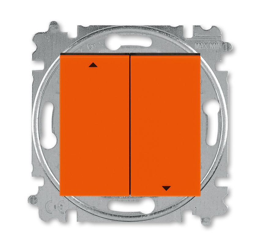 

ABB Levit оранжевый / дымчатый чёрный Выключатель жалюзи 2-х клавишный без фиксации, Levit