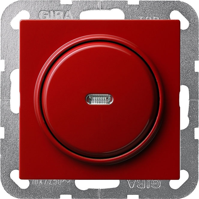 Кнопка звонка одноклавишная (1н.о.) Gira с оранжевой подсветкой, на клеммах, красный S-Color