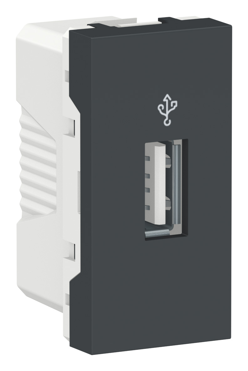 Розетка USB для передачи данных Schneider Electric Unica Modular, антрацит