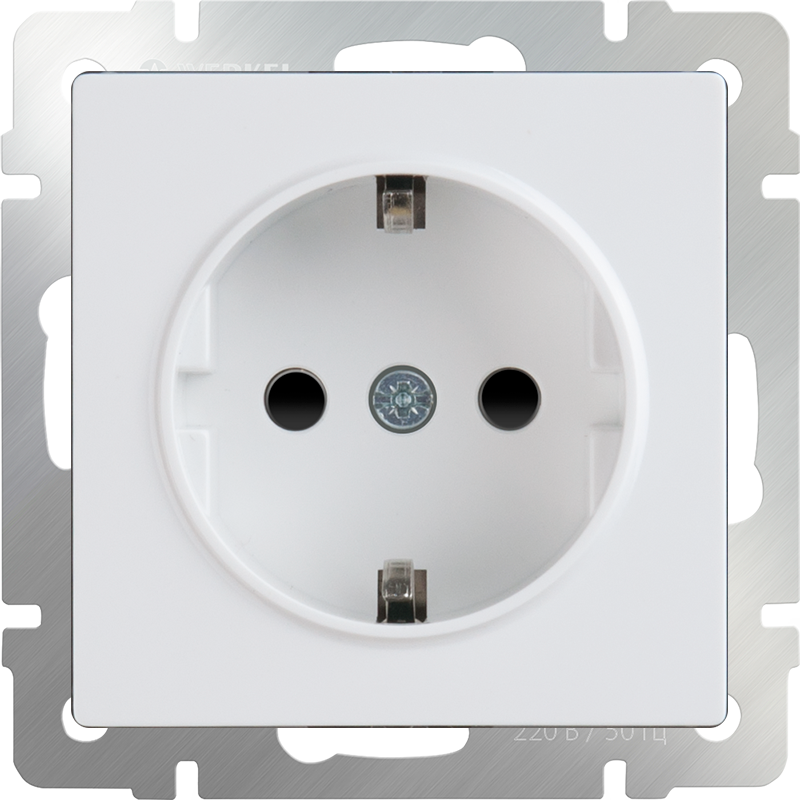 

Розетка с заземлением Werkel, с защитными шторками, на винтах, белый, Werkel
