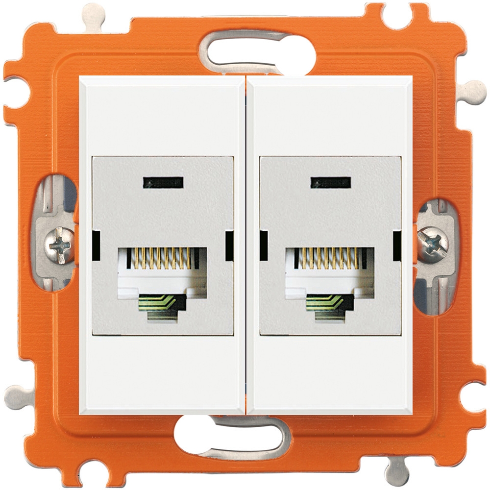 Розетка компьютерная двойная Bticino Axolute UTP RJ45 Cat.5, белый