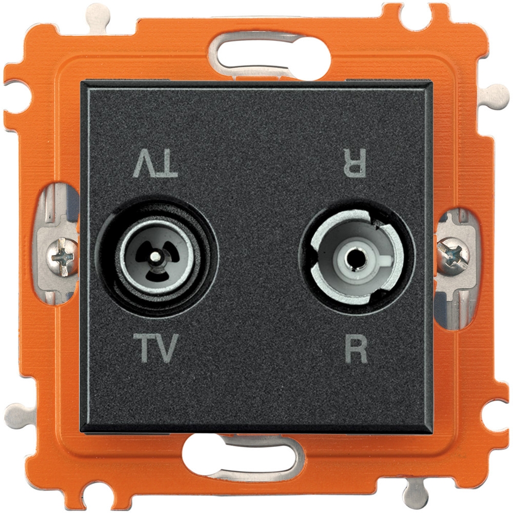 

Розетка телевизионная простая Bticino Axolute 2-й разъем, антрацит, Axolute