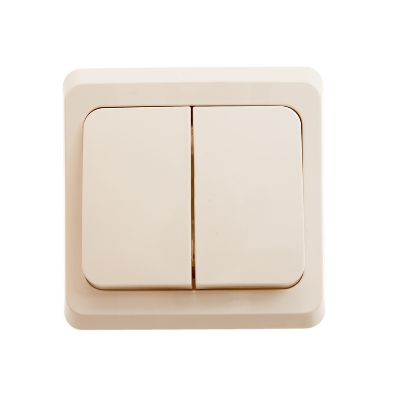 

se etudek встр. выключатель двухклавишный с подсветкой, цв. крем., Кремово-белый, Этюд