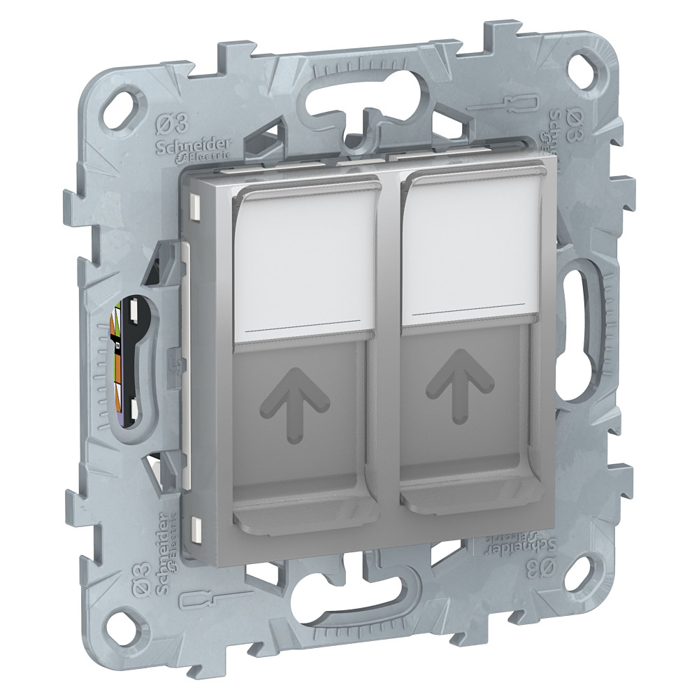 SE UNICA NEW РОЗЕТКА компьютерная, RJ45, двойная, кат. 6 UTP, АЛЮМИНИЙ