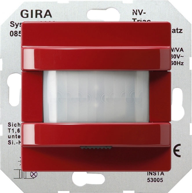Датчик движения б/н Н=1.10 м Комфорт 50-420Вт (лн+эл.тр.) Gira S-Color, высота установки 1.10 м, без нейтрали, красный