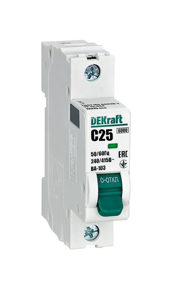 Автоматический выключатель 1P х-ка C 25A 6kA ВА-103 DEKraft 377₽