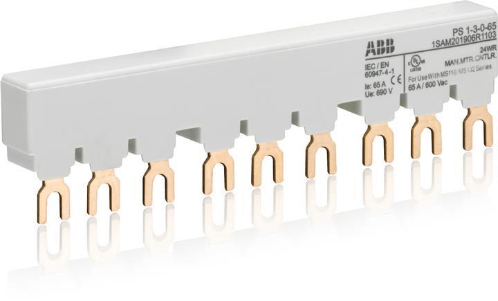 

Abb SST Шинная разводка 3-фазн. PS1-3-0-65 до 65А для 3-х автоматов типа MS116, MS132, MS132-T, MO1