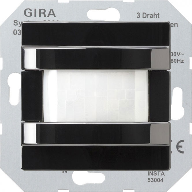 Датчик движения б/н Н=1.10 м Стандарт 50-420Вт (лн+эл.тр.) Gira S-Color, высота установки 1.10 м, без нейтрали, черный