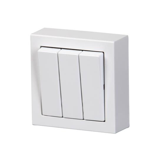 

ABB ABJ Выключатель трехклавишный, накладного монтажа, Impressivo, белый, ABJ