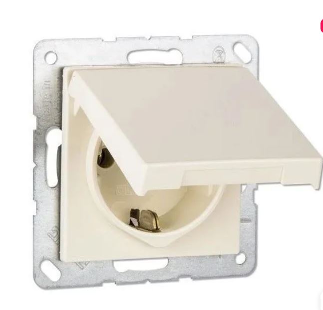 Розетка SCHUKO с крышкой термопласт слоновая кость EP1420KL Jung 1340₽