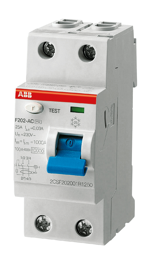Устройство защитного отключения (УЗО) ABB F200, 2 полюса, 80A, 30 mA, тип A, электро-механическое, ширина 2 DIN-модуля