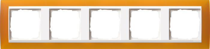 Рамка на 5 постов Gira Event, универсальный монтаж, цвет янтарь/белая глянцевая