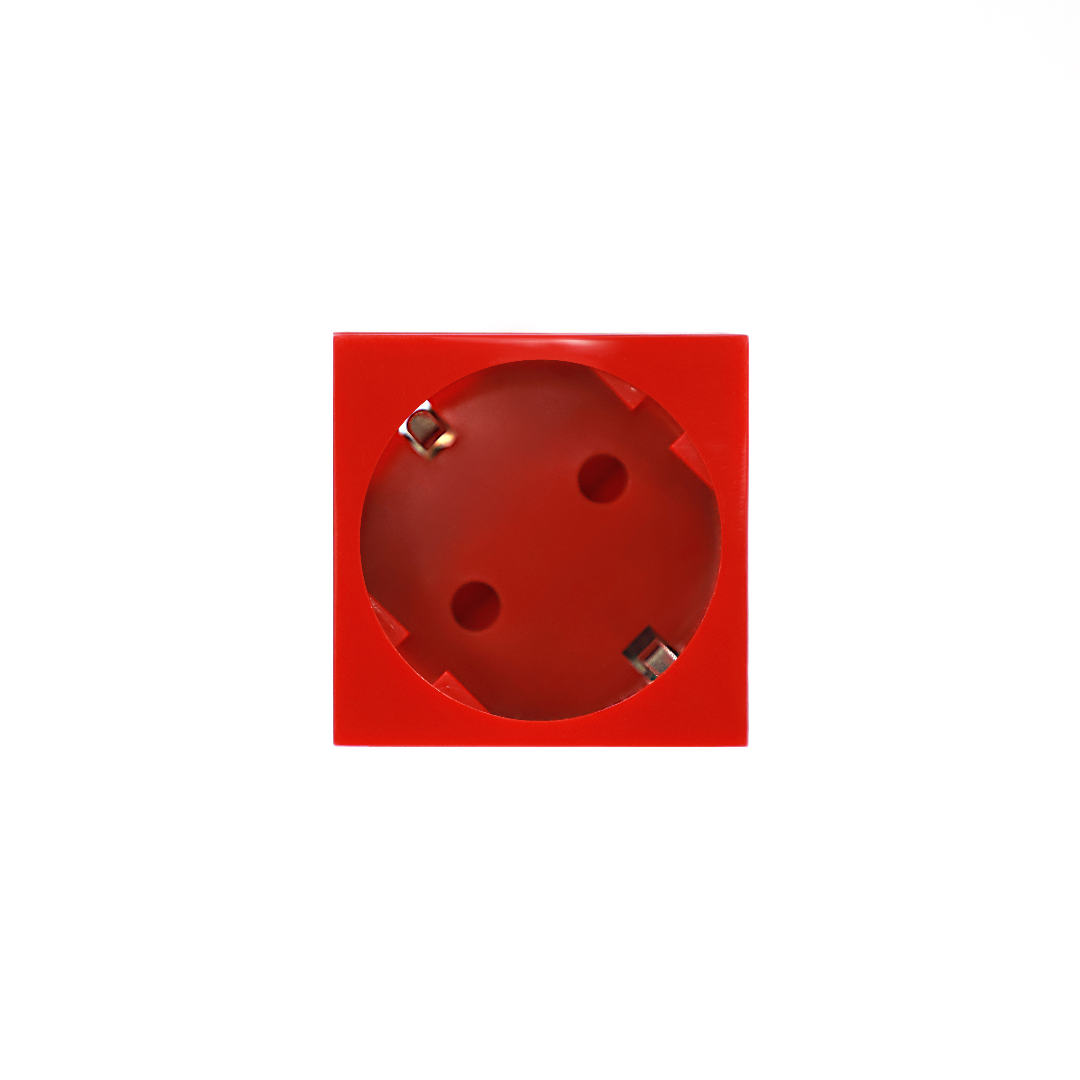

Розетка с заземлением с защитными шторками на клеммах 45° 16А 2 модуля Donel, красный, DF
