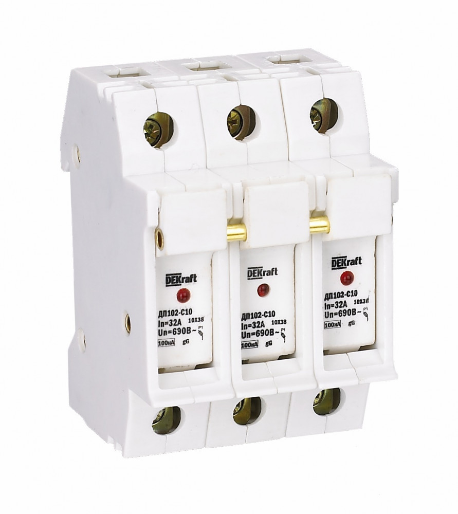 Держатель предохр. C10 со светодиод. индикацией 3P ДП-102