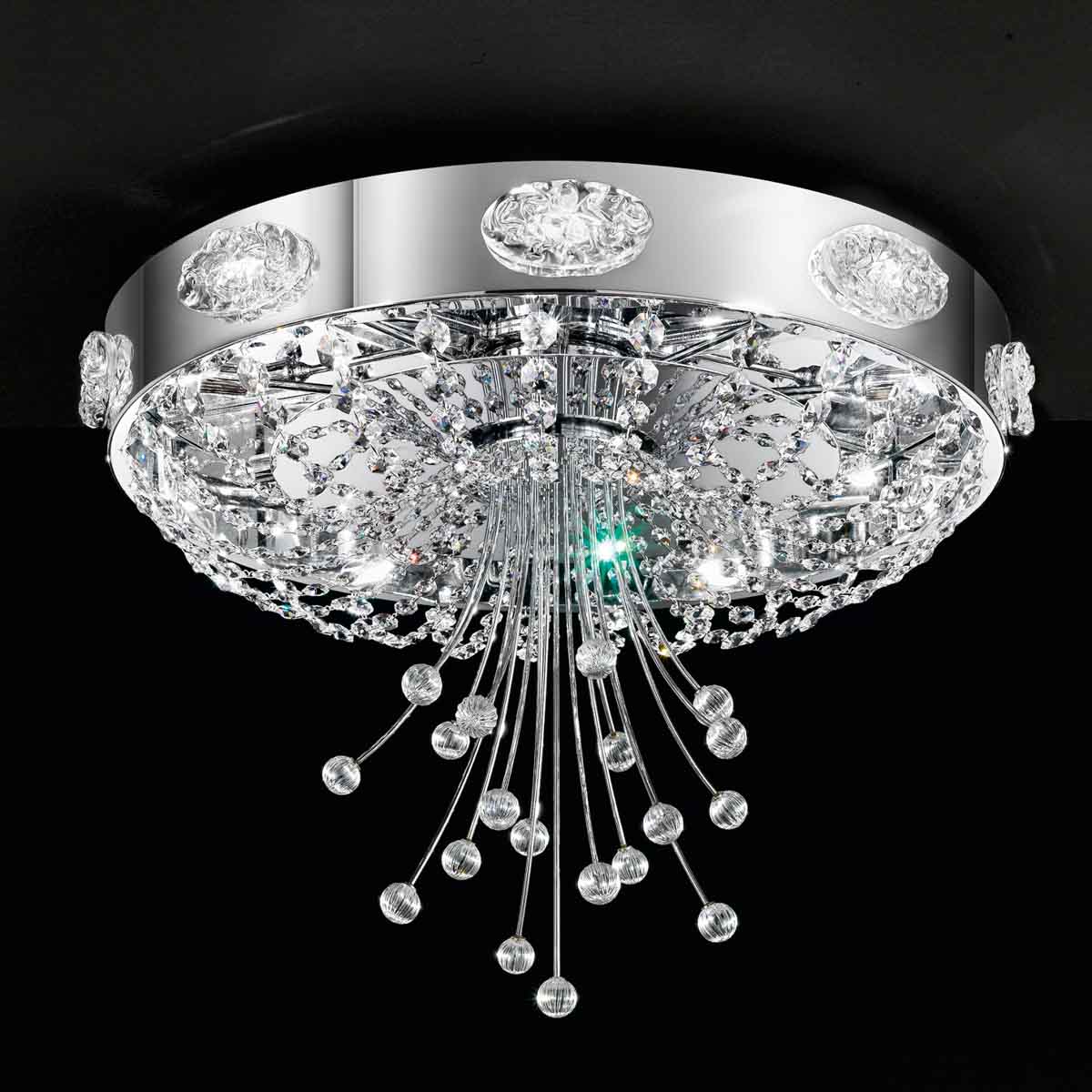 

IDL Dolce Vita светильник потолочный Elegance, прозрачное муранское стекло, кристаллы Swarovski, диа