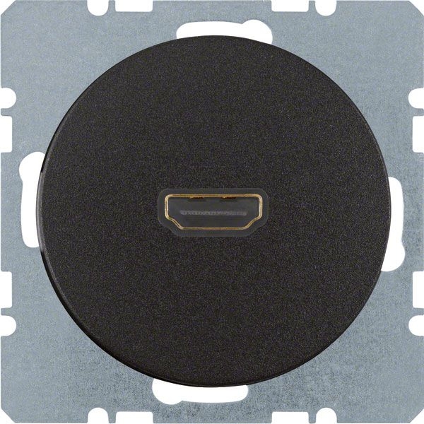 Розетка мультимедийная Audio/video HDMI одиночная Berker R.1; R.3, черный глянцевый