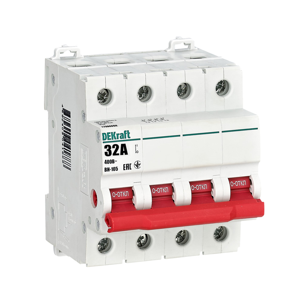 Рубильник модульный 4P 32A ВН-105 DEKraft 2587₽