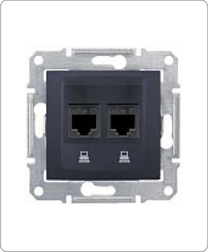 

Розетка компьютерная двойная Schneider Electric Sedna STP RJ45 Cat.6, графит, Sedna