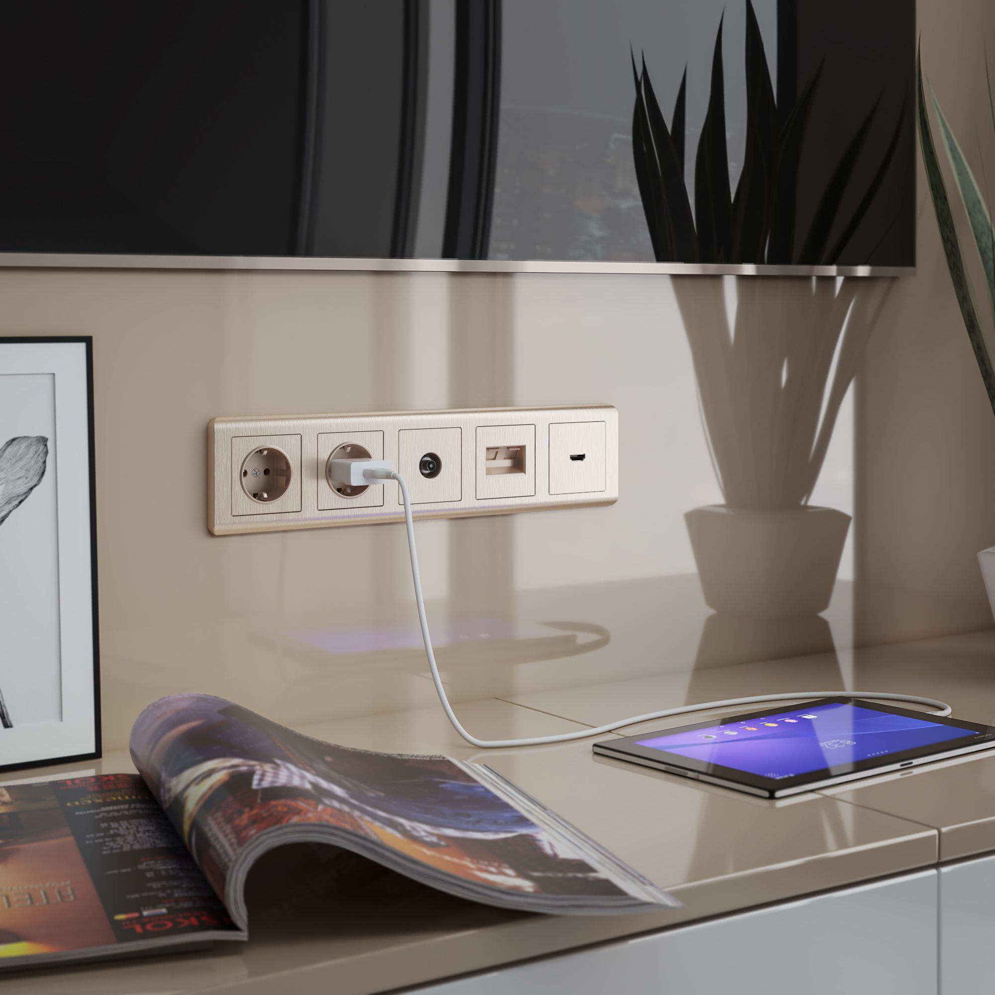 

Werkel шампань рифленый Накладка для розетки HDMI, Встраиваемые механизмы шампань рифленый