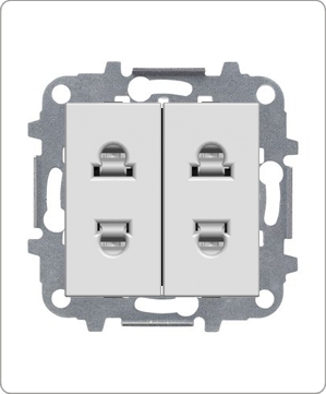 

Розетка для двух узких вилок без заземления ABB Zenit, без защитных шторок, на винтах, шампань, Zenit