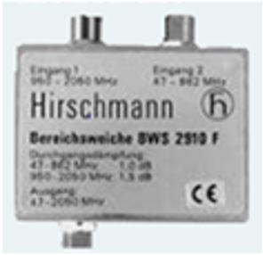 

Hirschmann Диплексер диапазонный SAT+TV, 2 входа (SAT+TV), потери на проход SAT-1,5дБ, TV-1,0 дБ, пр