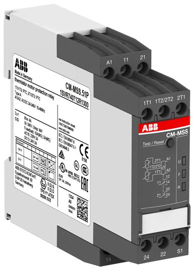 

Abb SST Термисторное реле защиты двигателя CM-MSS.51S двухканальное, контроль КЗ, питание 24-240В A