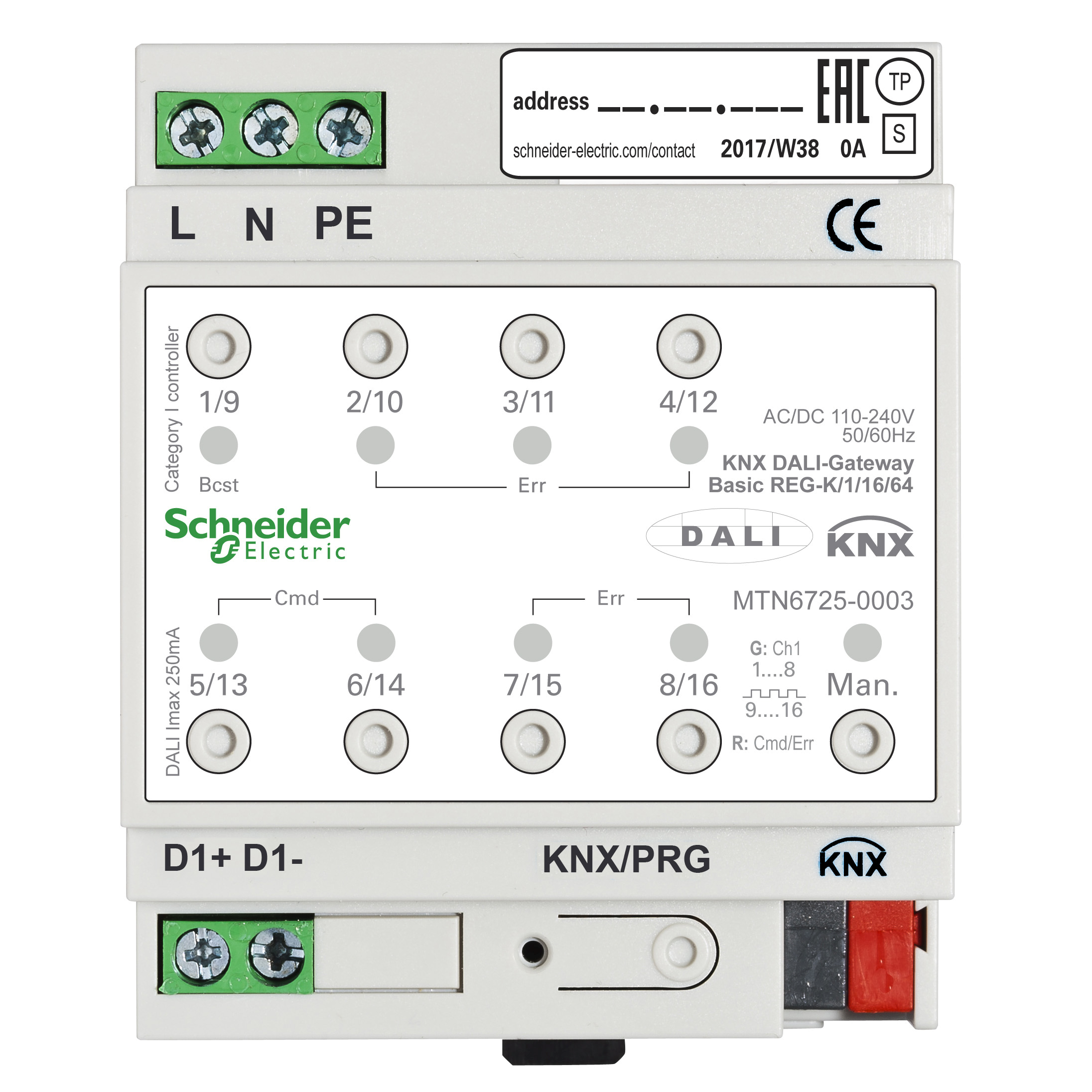 16 64 3 14. Schneider mtn6725-0001 шлюз KNX Dali reg-k/1/16(64)/64/ip1. Mtn6725-0003 Schneider. KNX-Dali Gateway. Шлюз Dali mtn6725-0003.