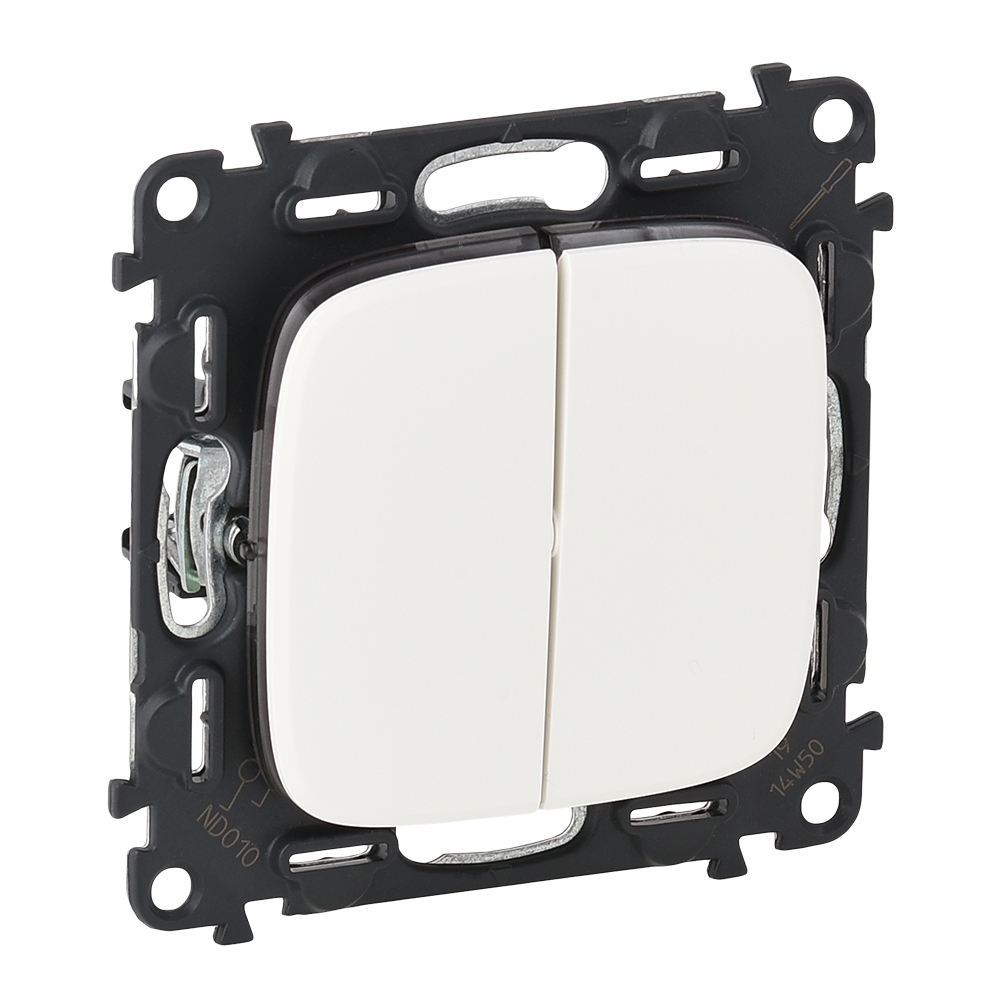 

Выключатель двухклавишный Legrand Valena Allure, на клеммах, белый, Valena Allure