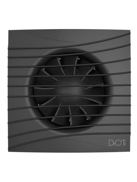 Вентилятор осевой вытяжной с обратным клапаном D 100, декоративный  SILENT 4C Matt Black DICITI